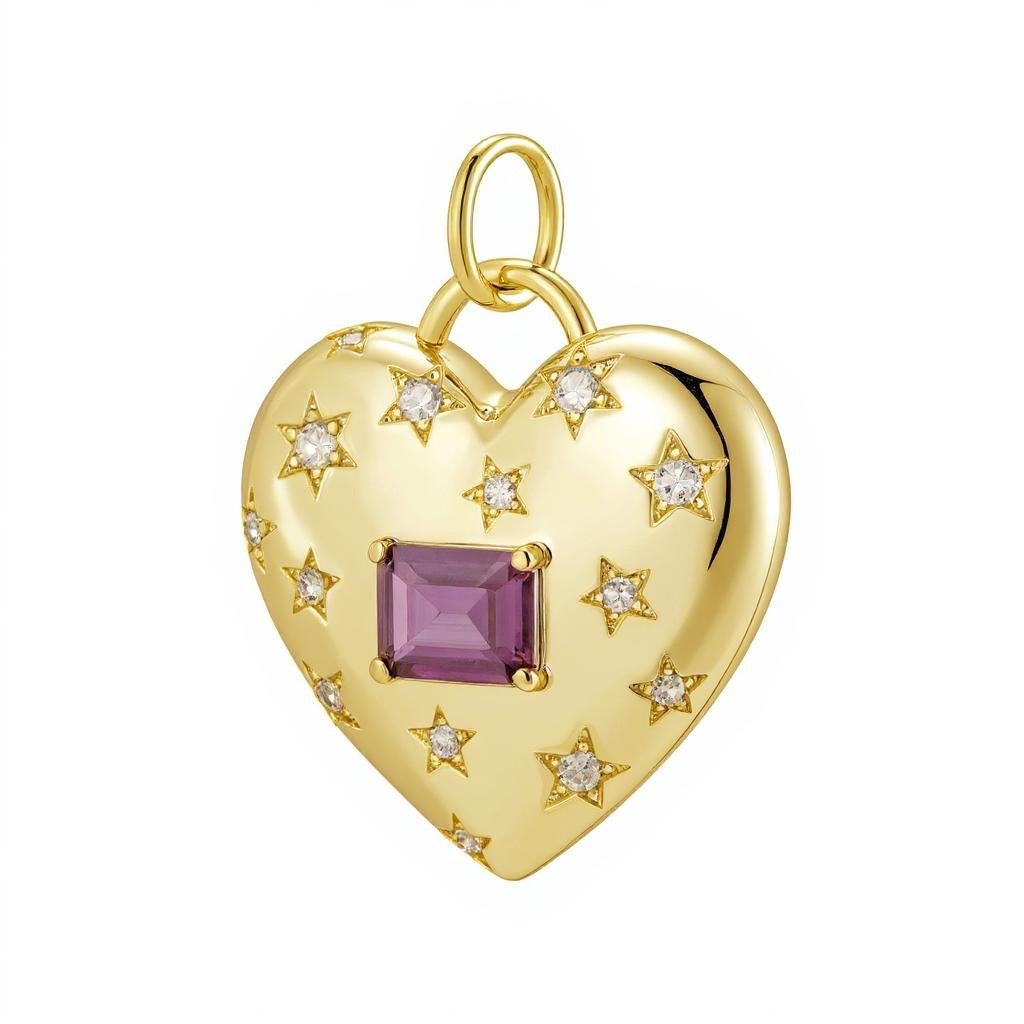 Amethyst heart with stars