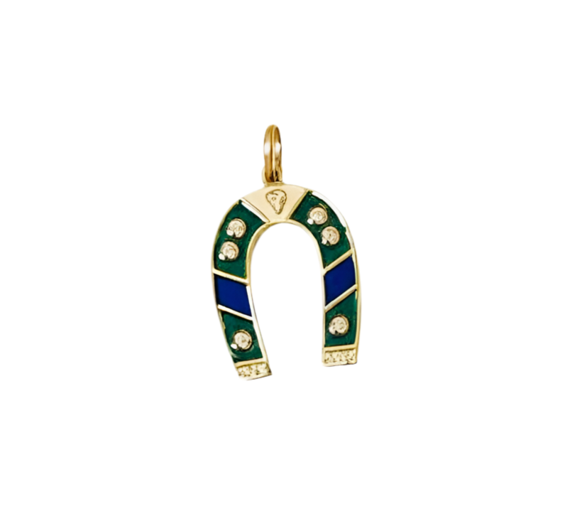 Green and blue horseshoe pendant