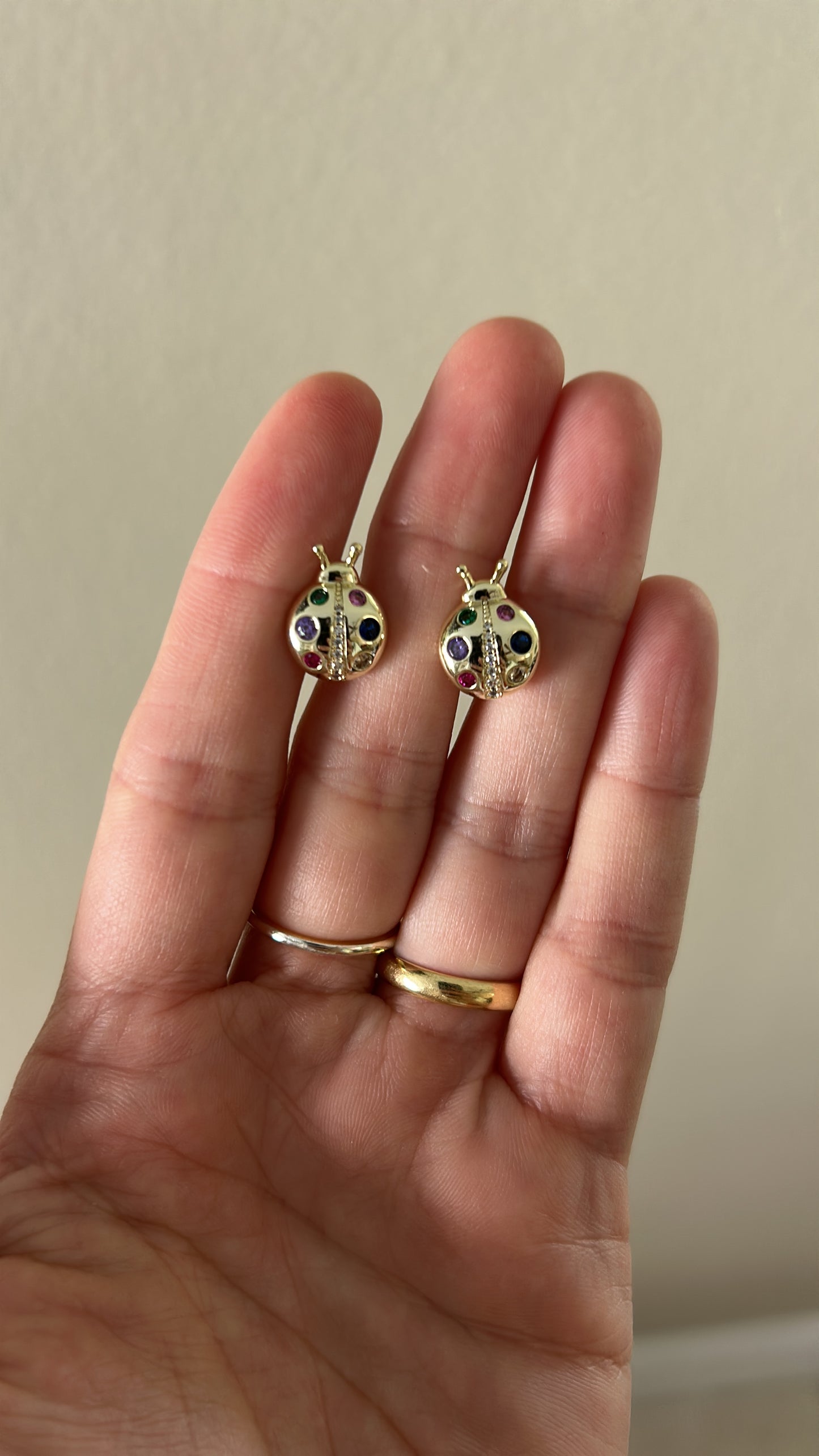 Multicolor ladybug studs