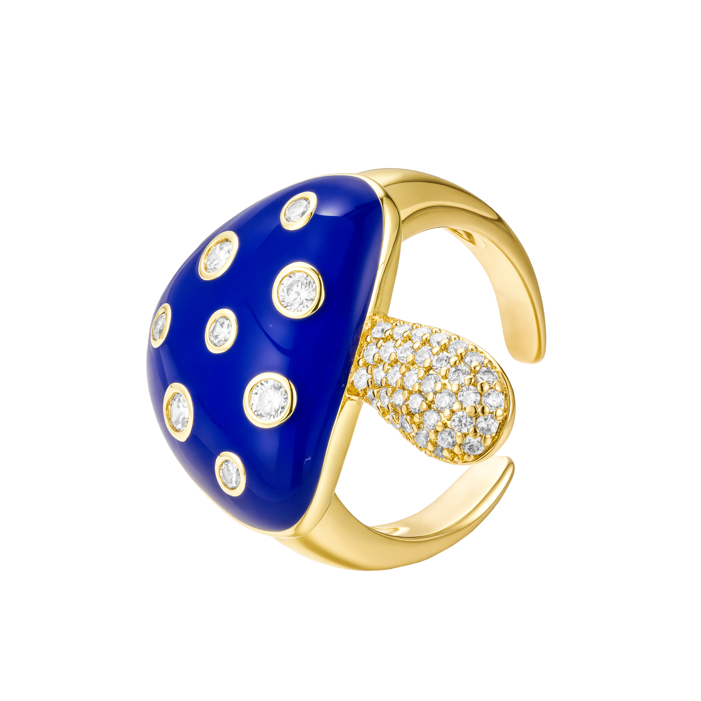 Dark blue enamel mushroom ring