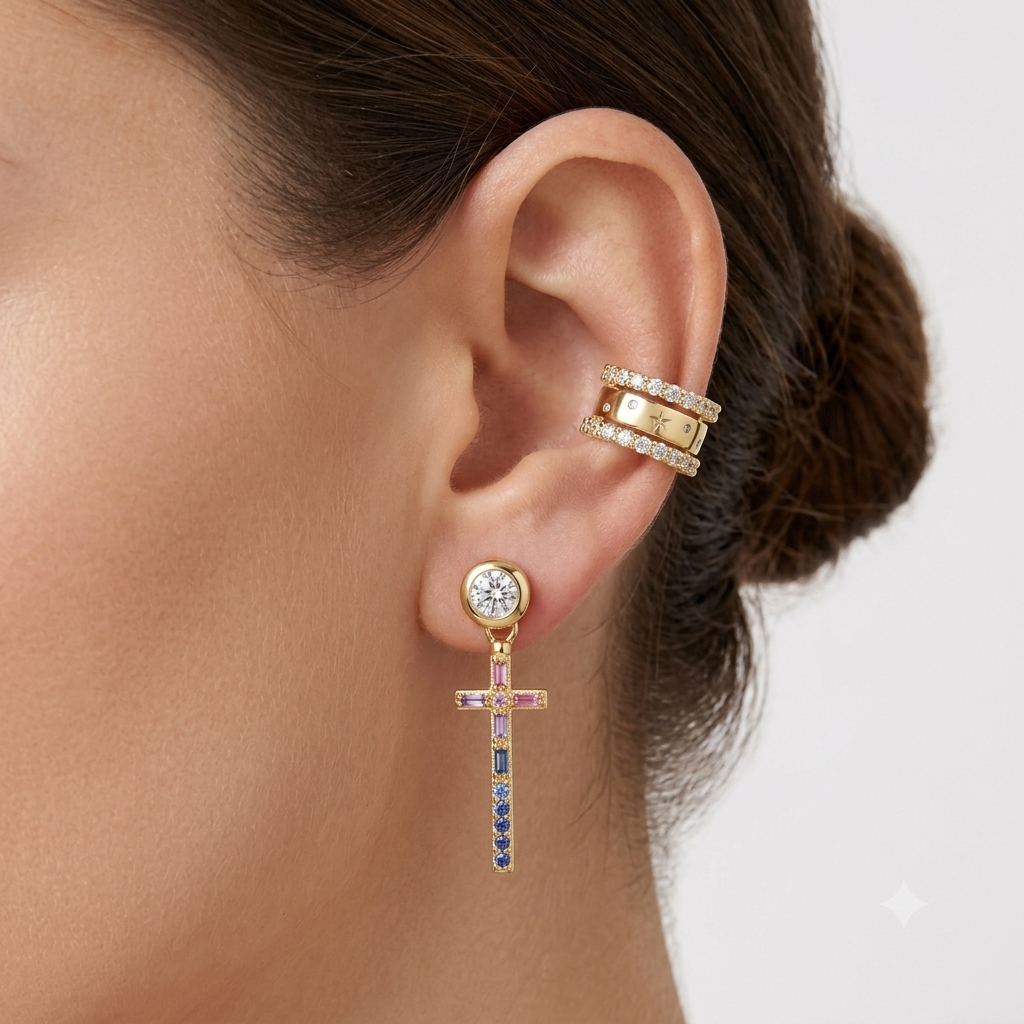 Cross multicolor earrings