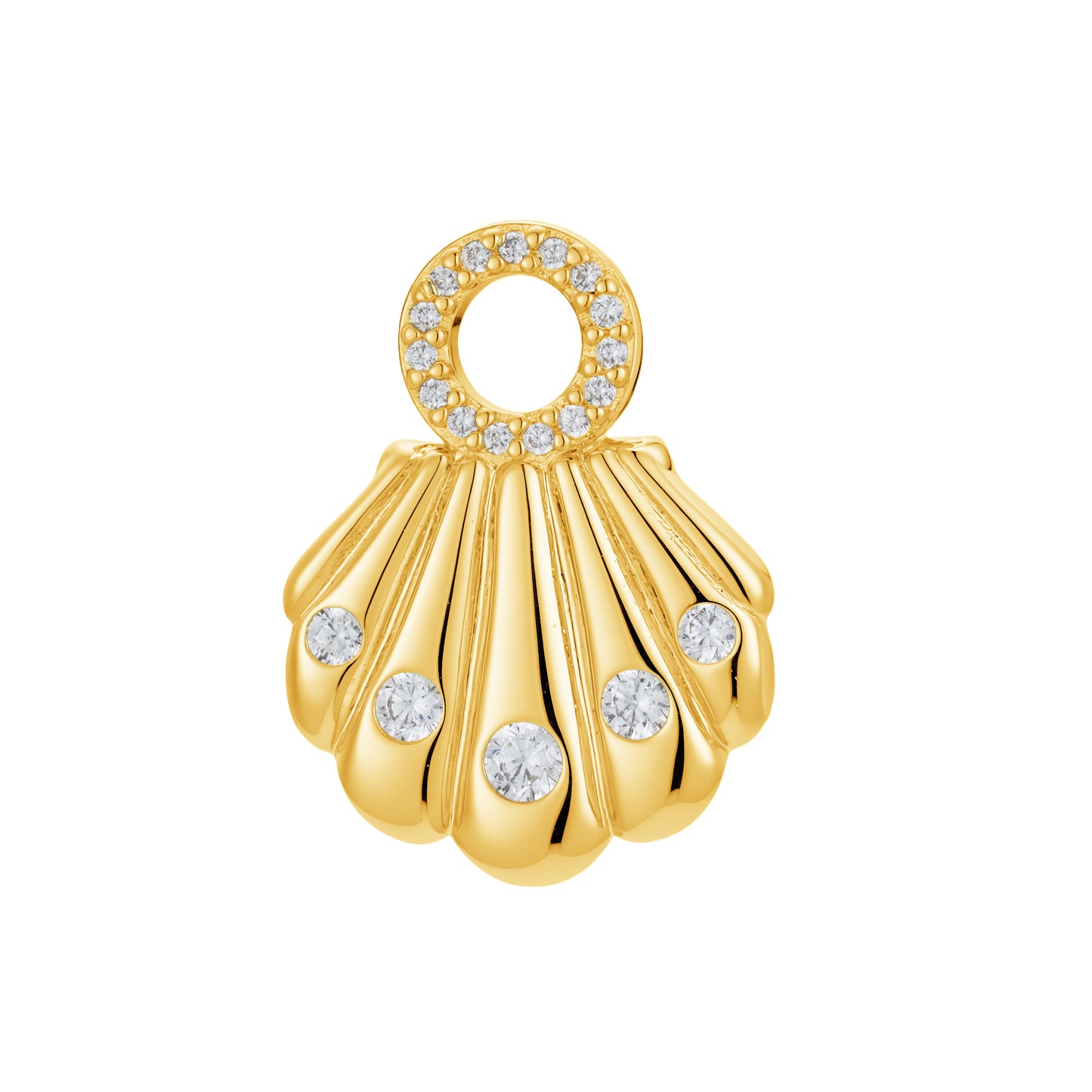 Gold shell hoop charms