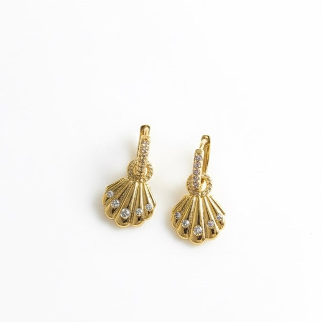Gold shell hoop charms