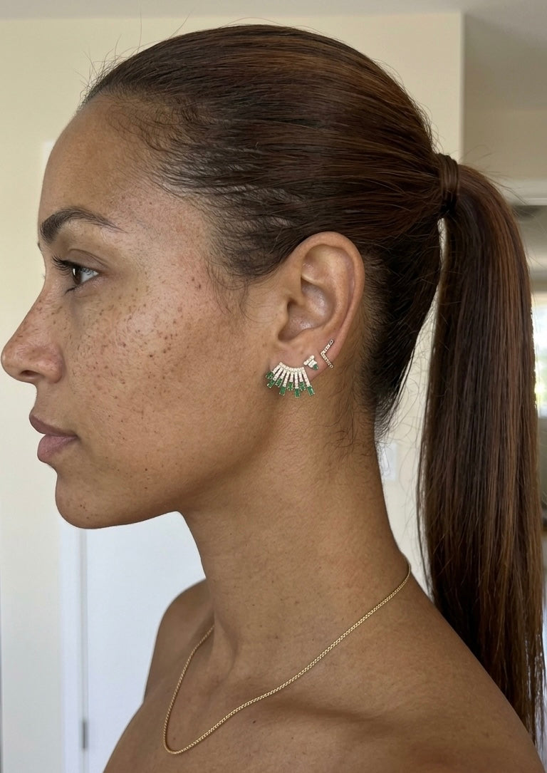 Emerald baguette earrings