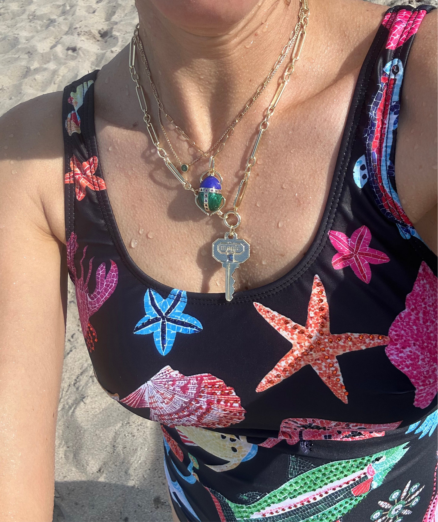Enamel scarab pendant