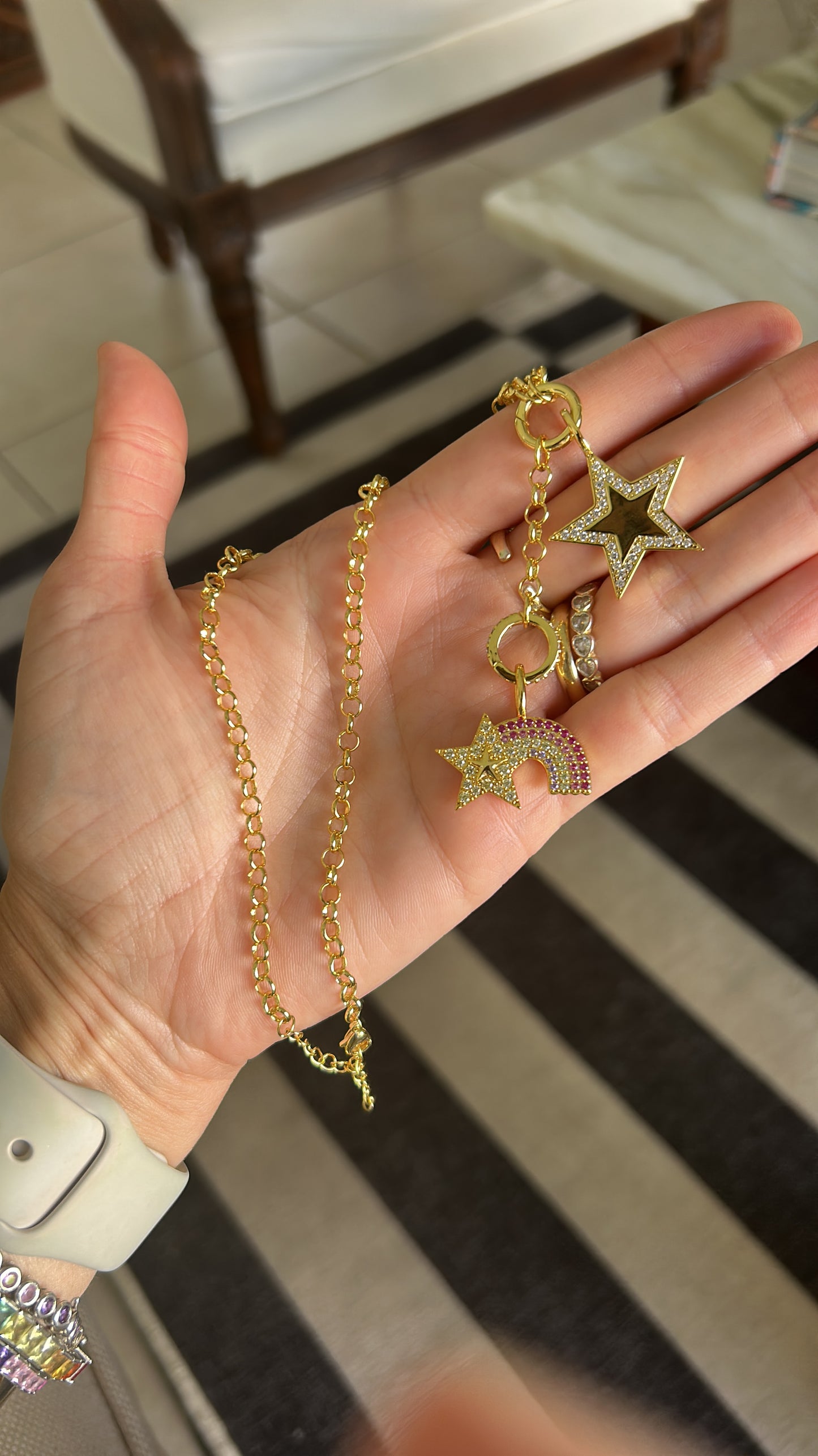 Rolo chain double clasp necklace