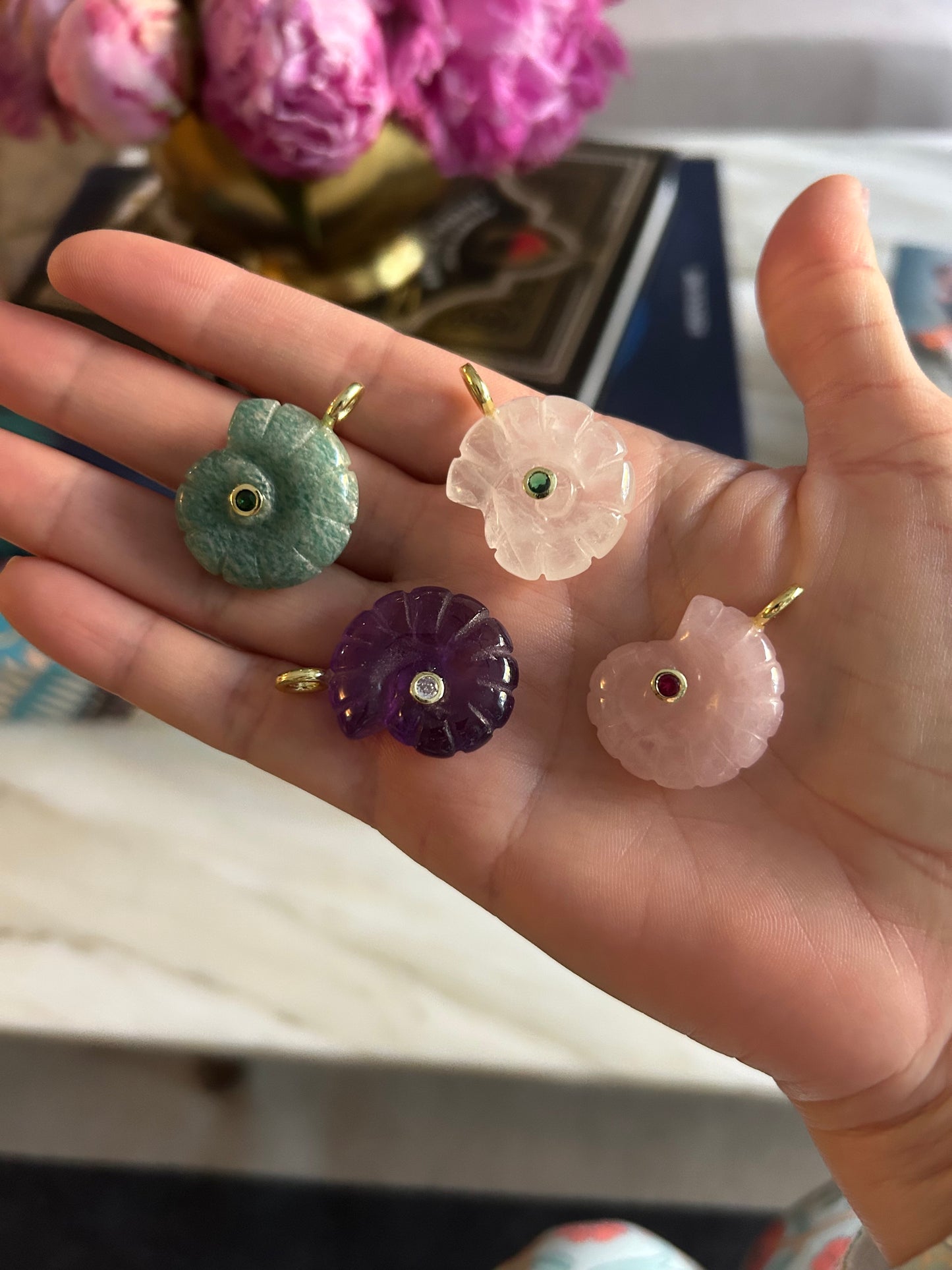 Stone shells with cz stone center