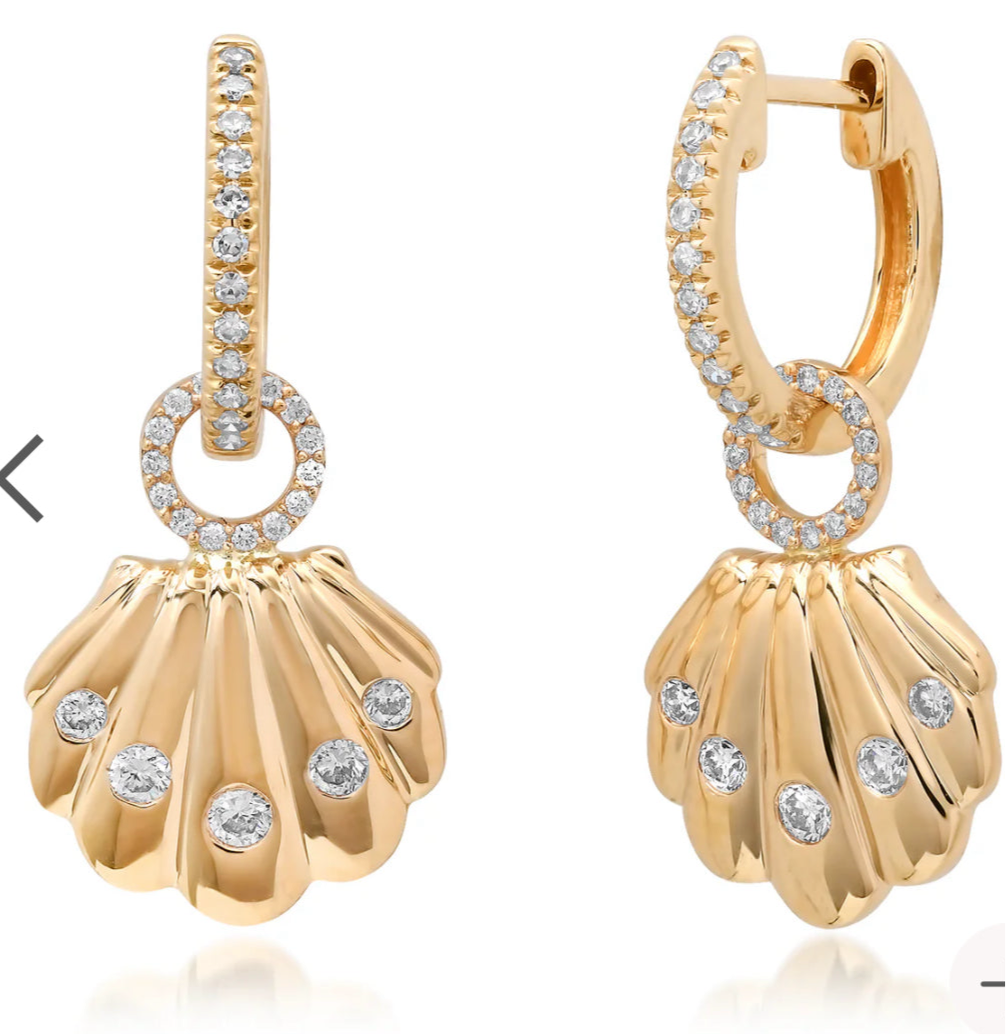 Gold shell hoop charms
