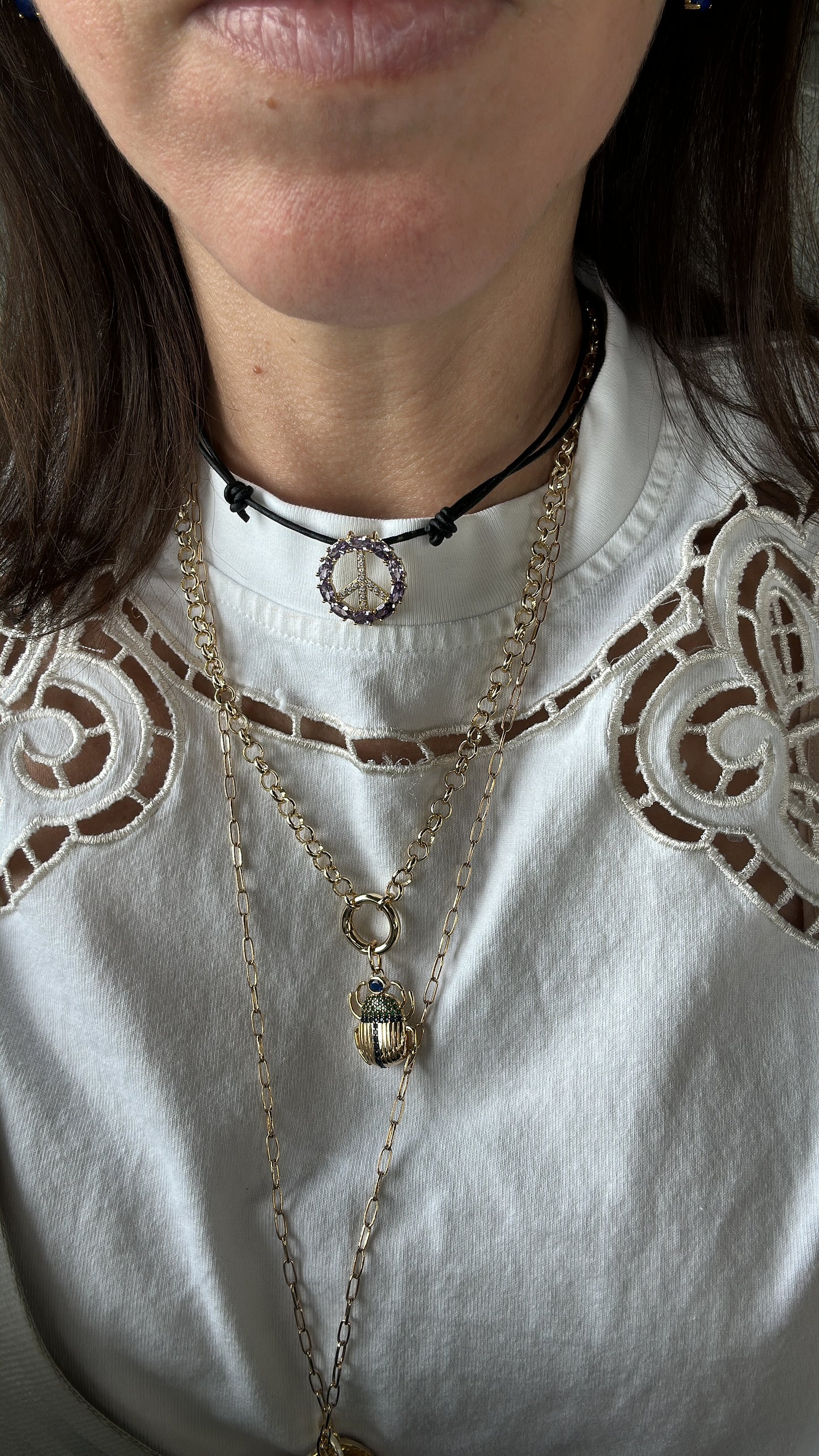 Amethyst peace with leather rope