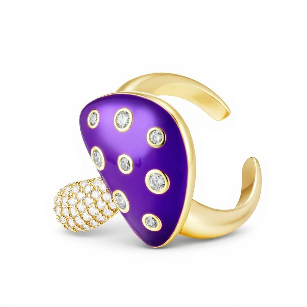 Enamel purple mushroom ring