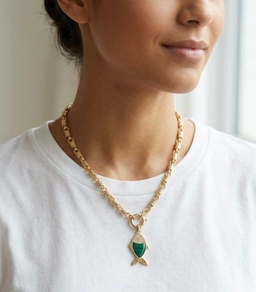 Stone summer fish pendant