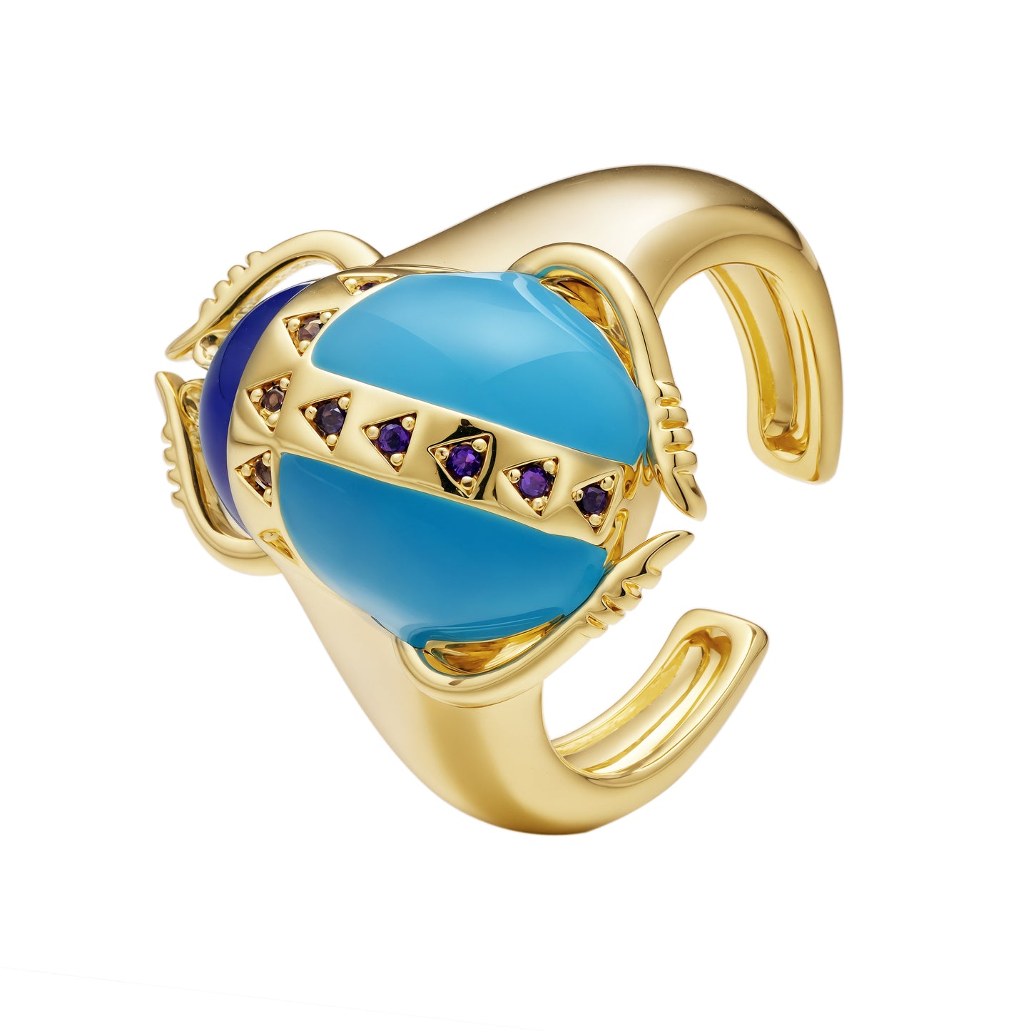 Scarab enamel ring