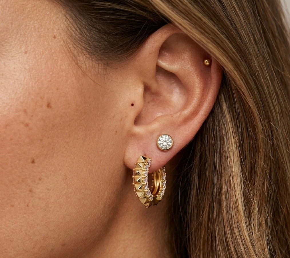 Everyday cz stone bezel studs