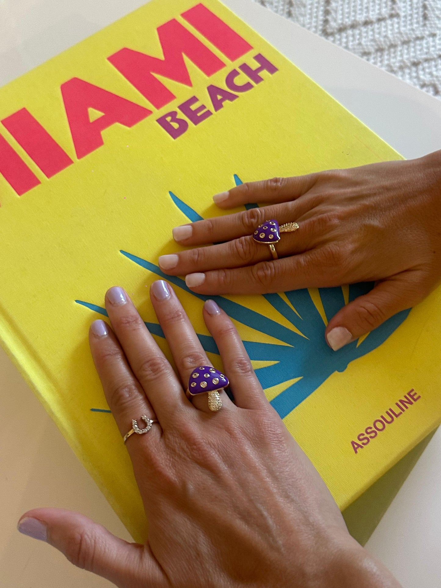 Enamel purple mushroom ring