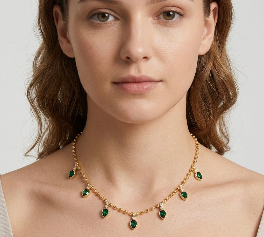 Emerald drop necklace