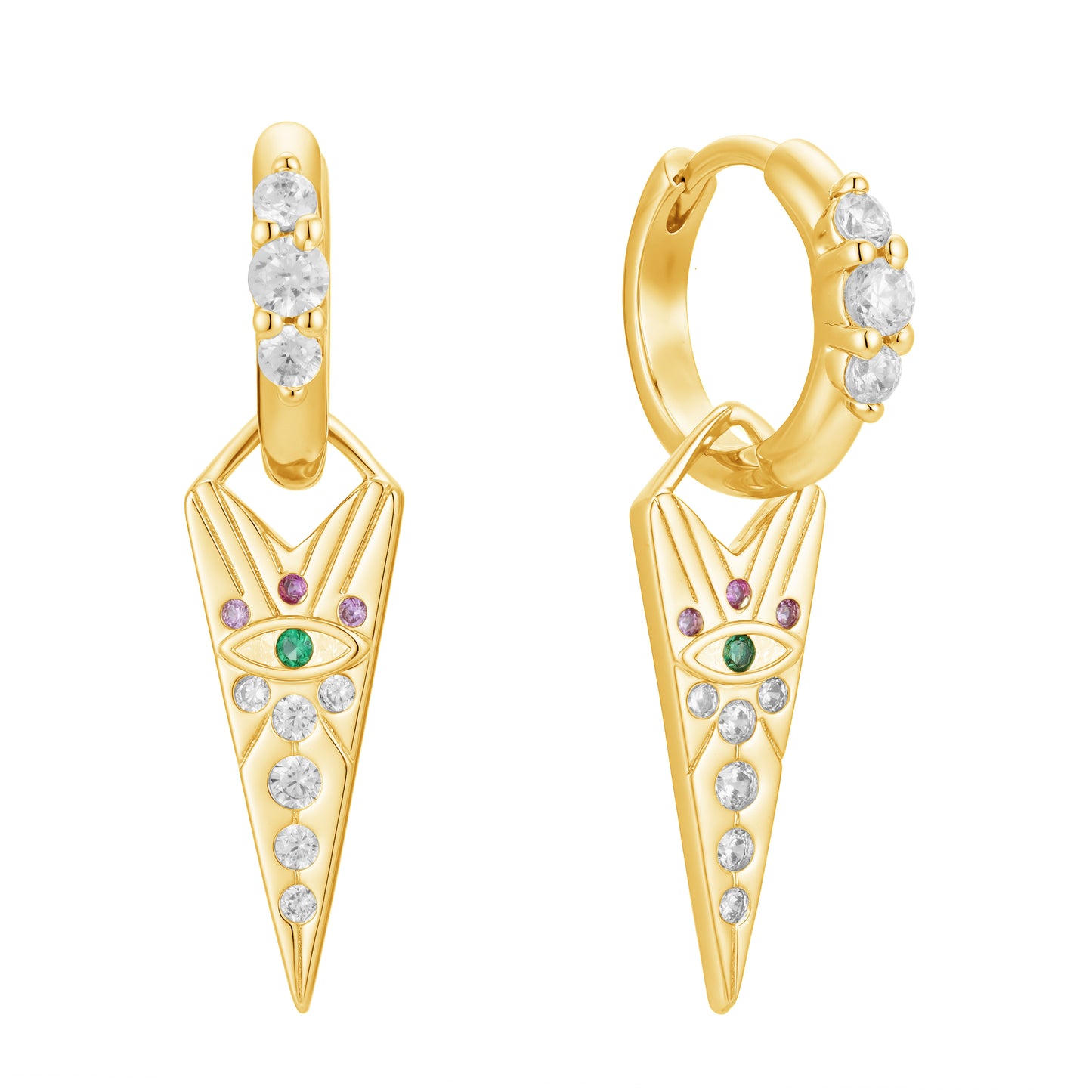 Spikes evil eye hoops