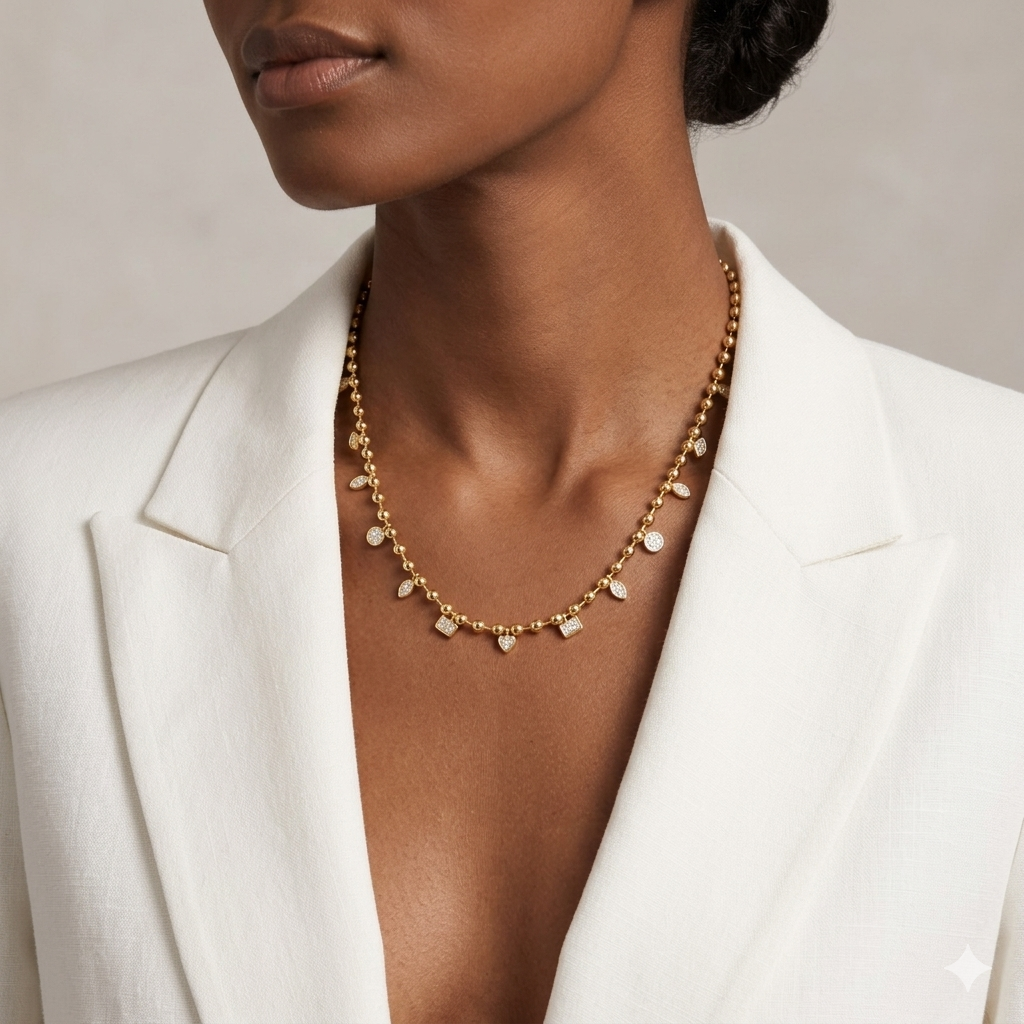 Multi shape cz stones necklace