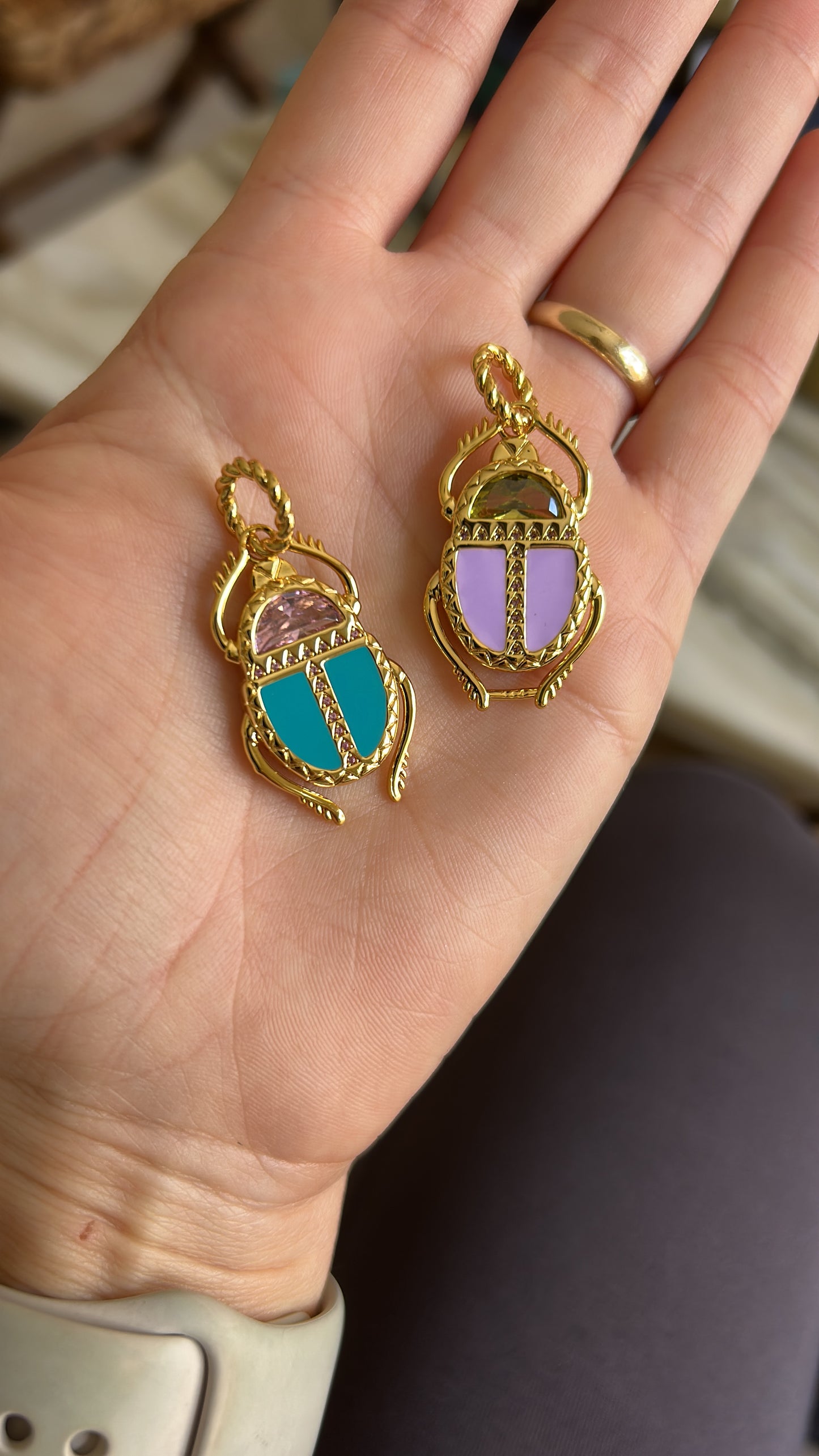 Enamel scarabs