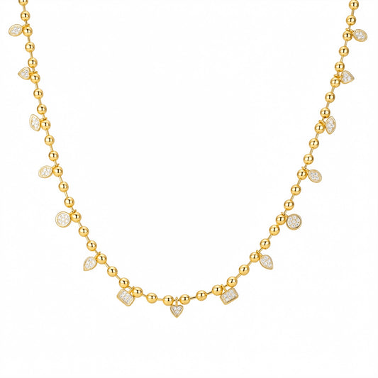 Multi shape cz stones necklace