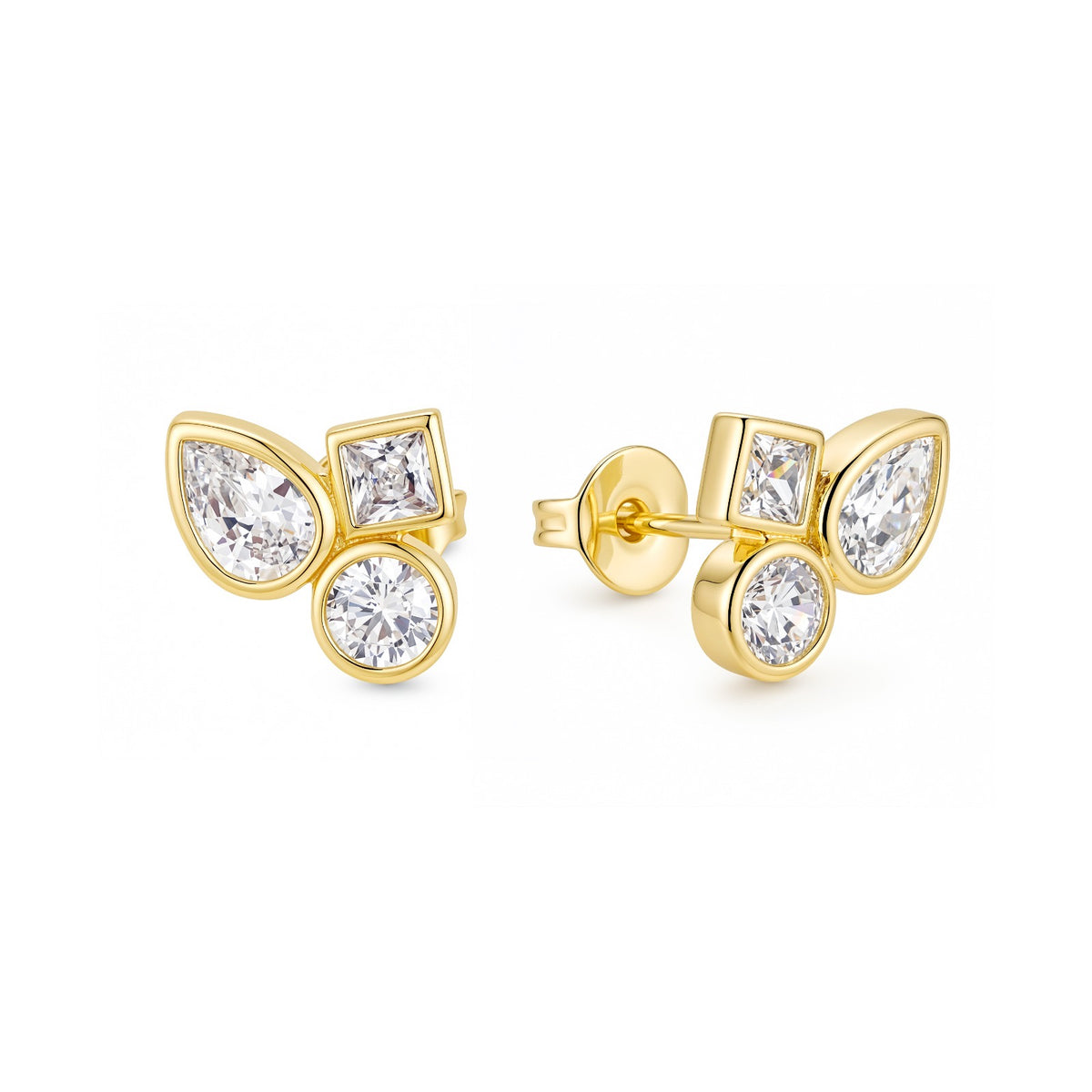 Triple shape bezel studs