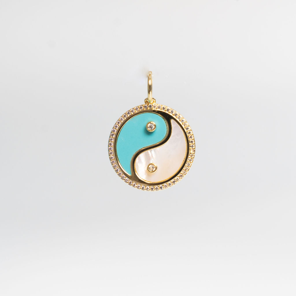 Ying Yang Turquoise Enamel Pendant