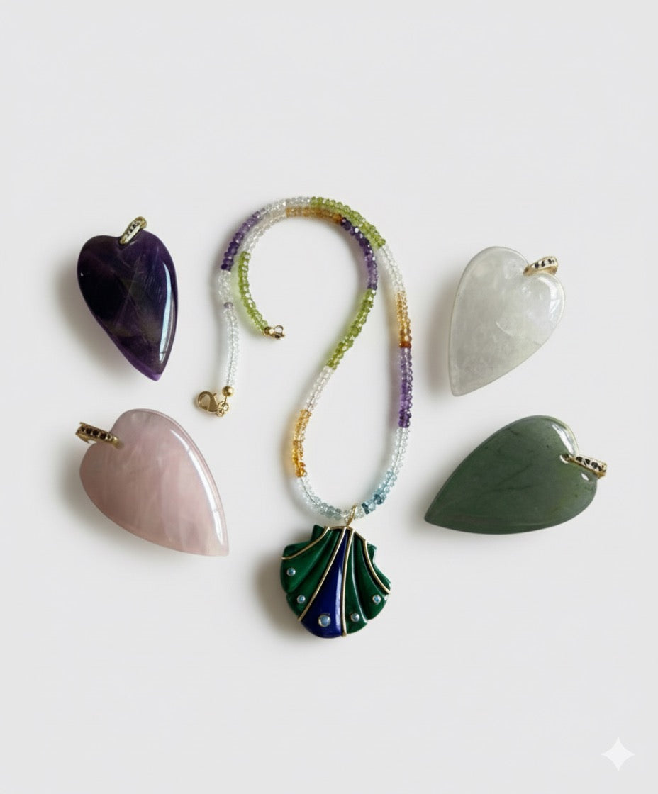 Big Gemstone Heart Pendant