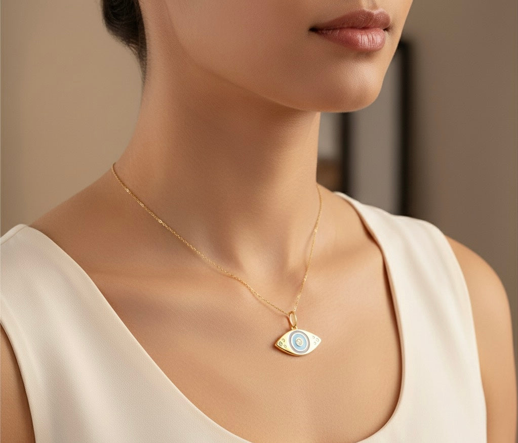 Enamel evil eye charm