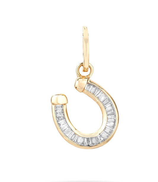 White baguette horseshoe charm