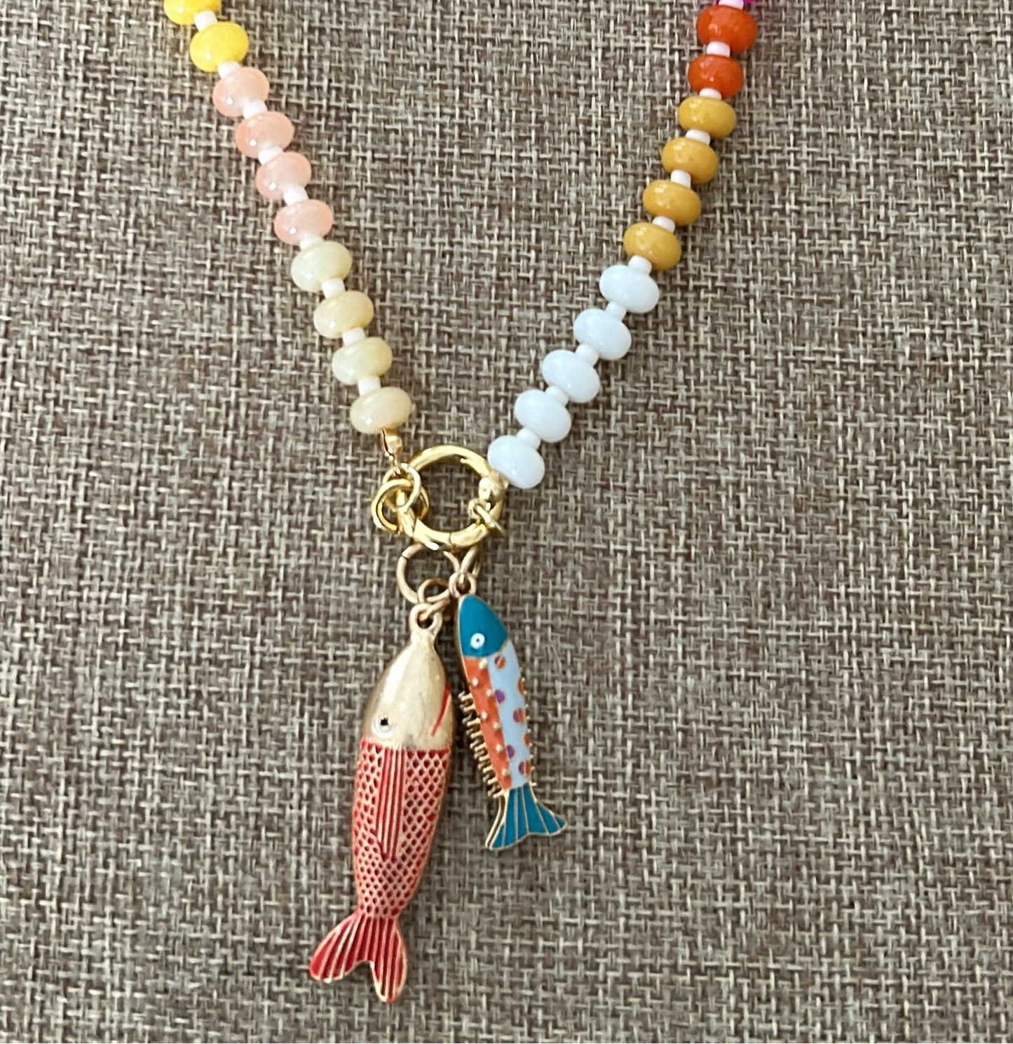 Enamel multicolor small fish pendant