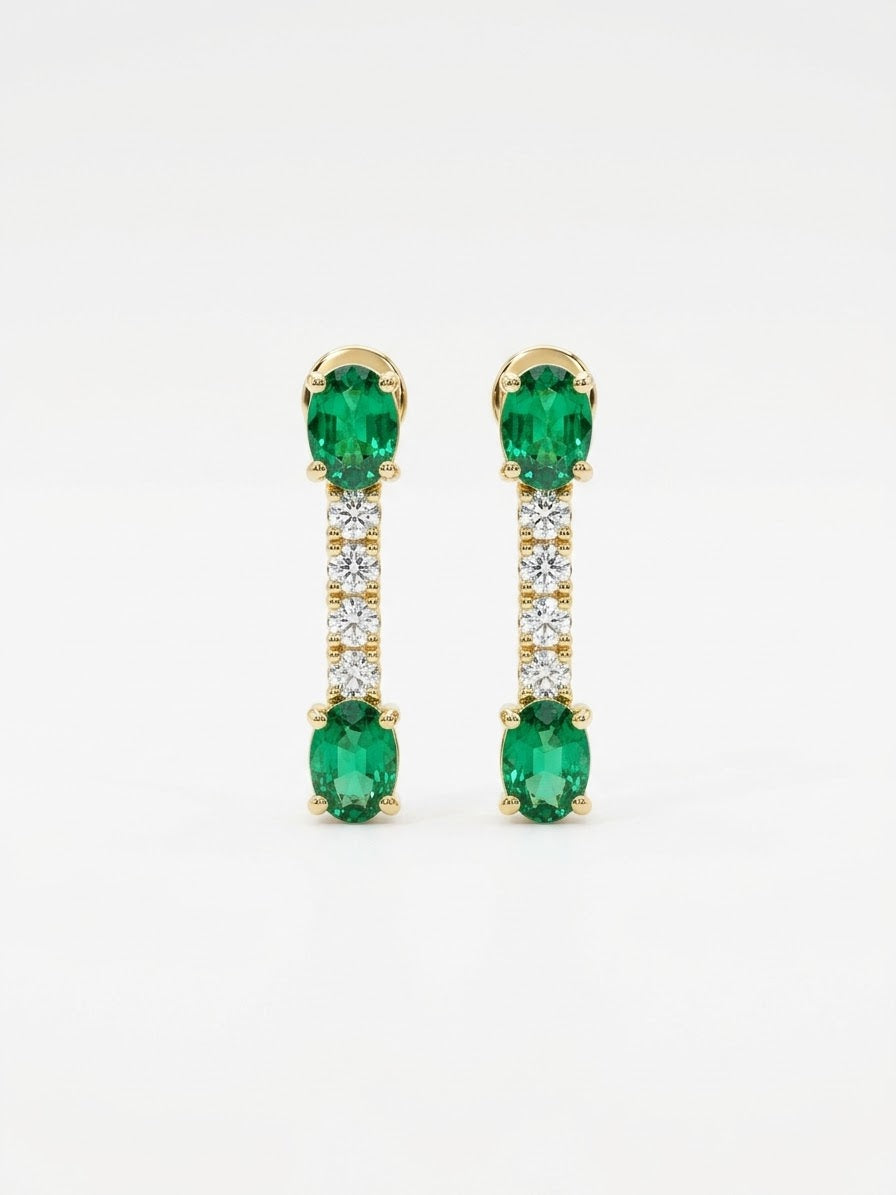 Emerald tennis earrings