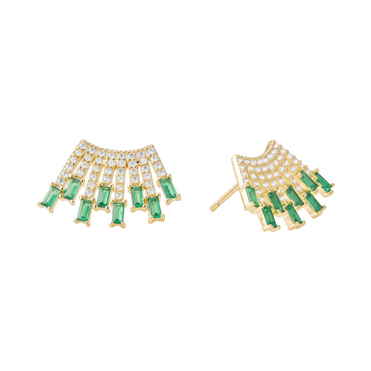 Emerald baguette earrings
