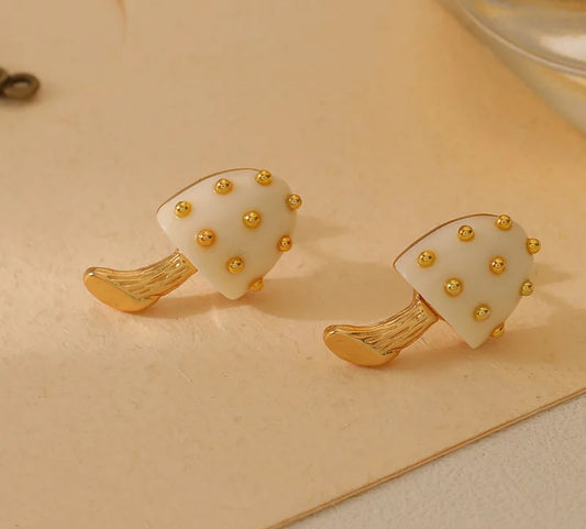 Mop mushroom stud earrings