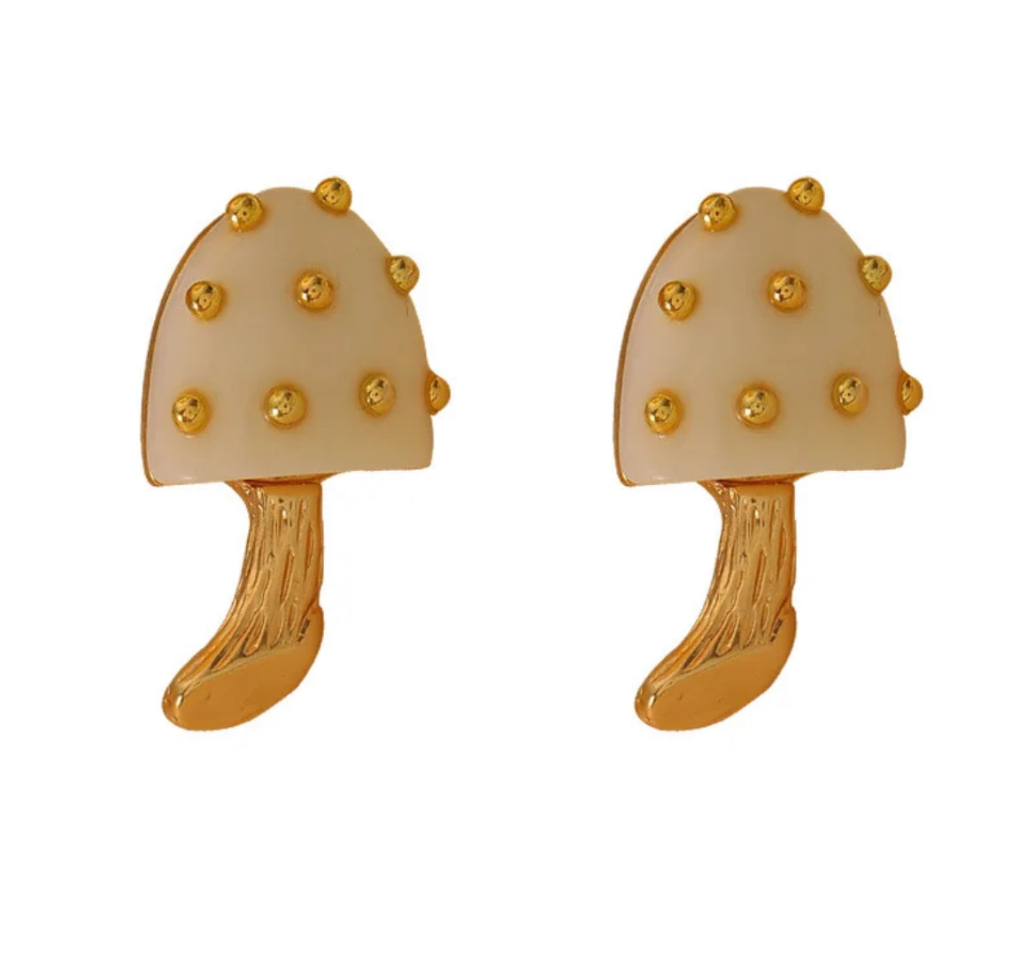 Mop mushroom stud earrings