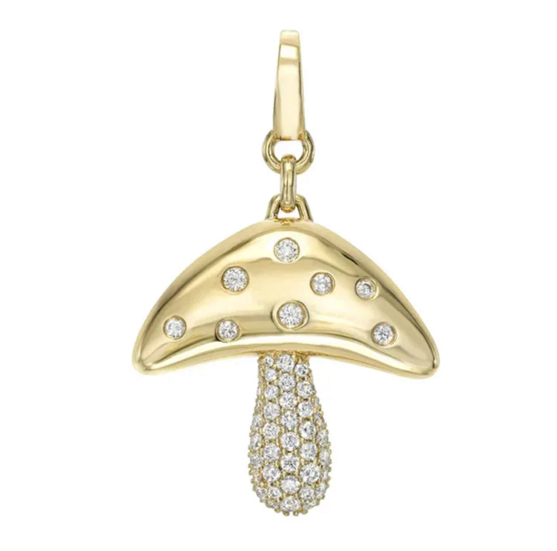 Medium gold mushroom with zircinia stones