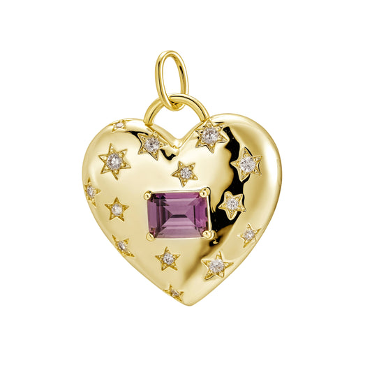 Amethyst heart with stars