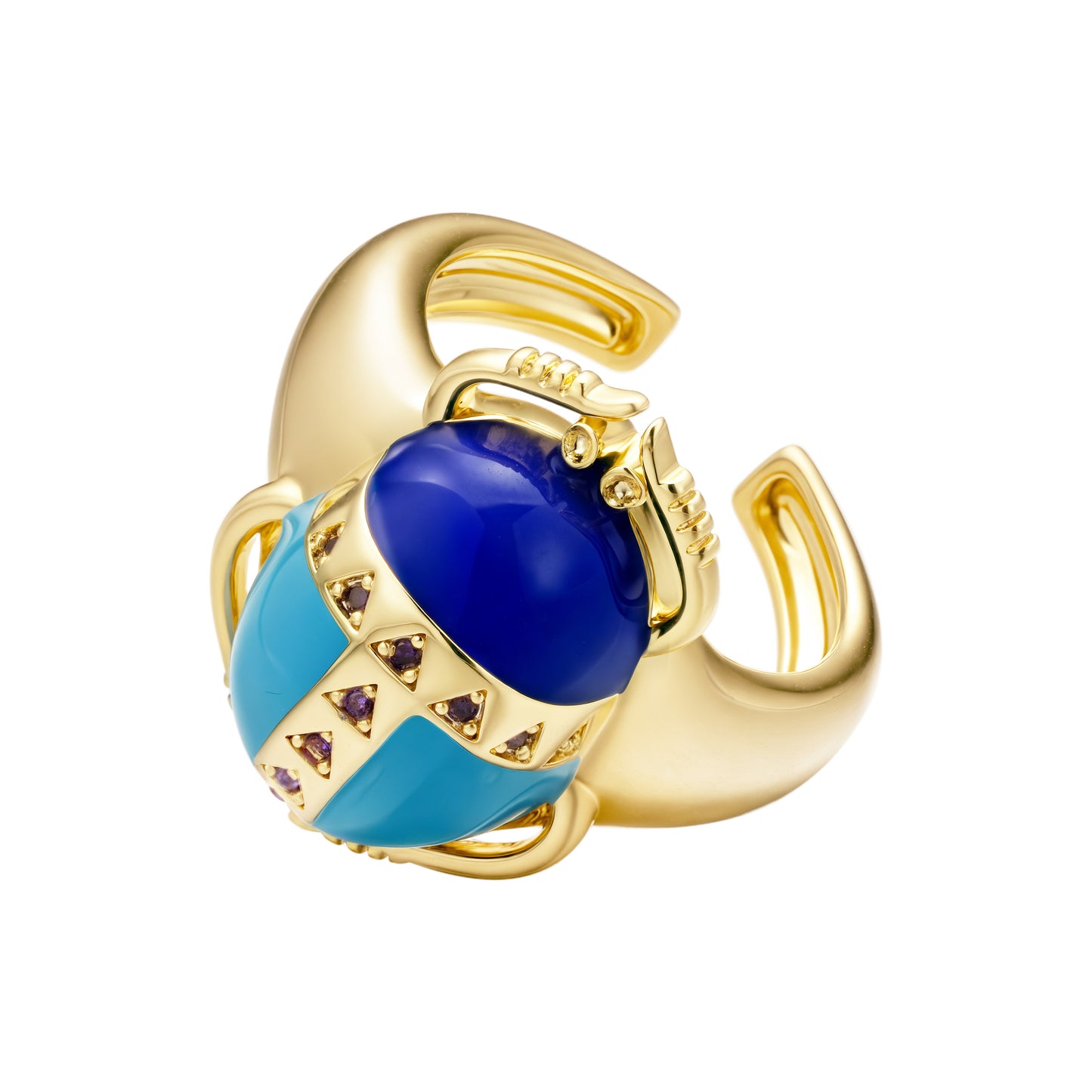 Scarab enamel ring