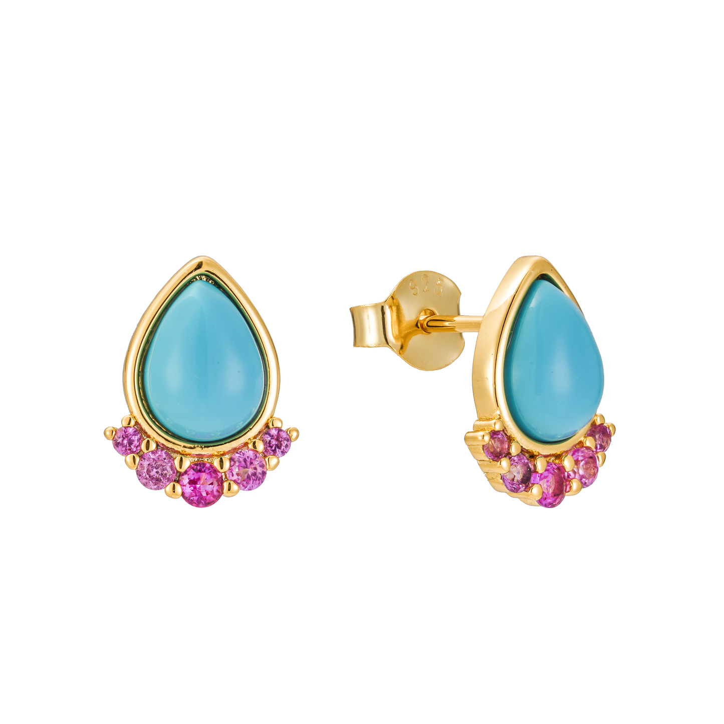 Big turquoise drop with pink cz stones