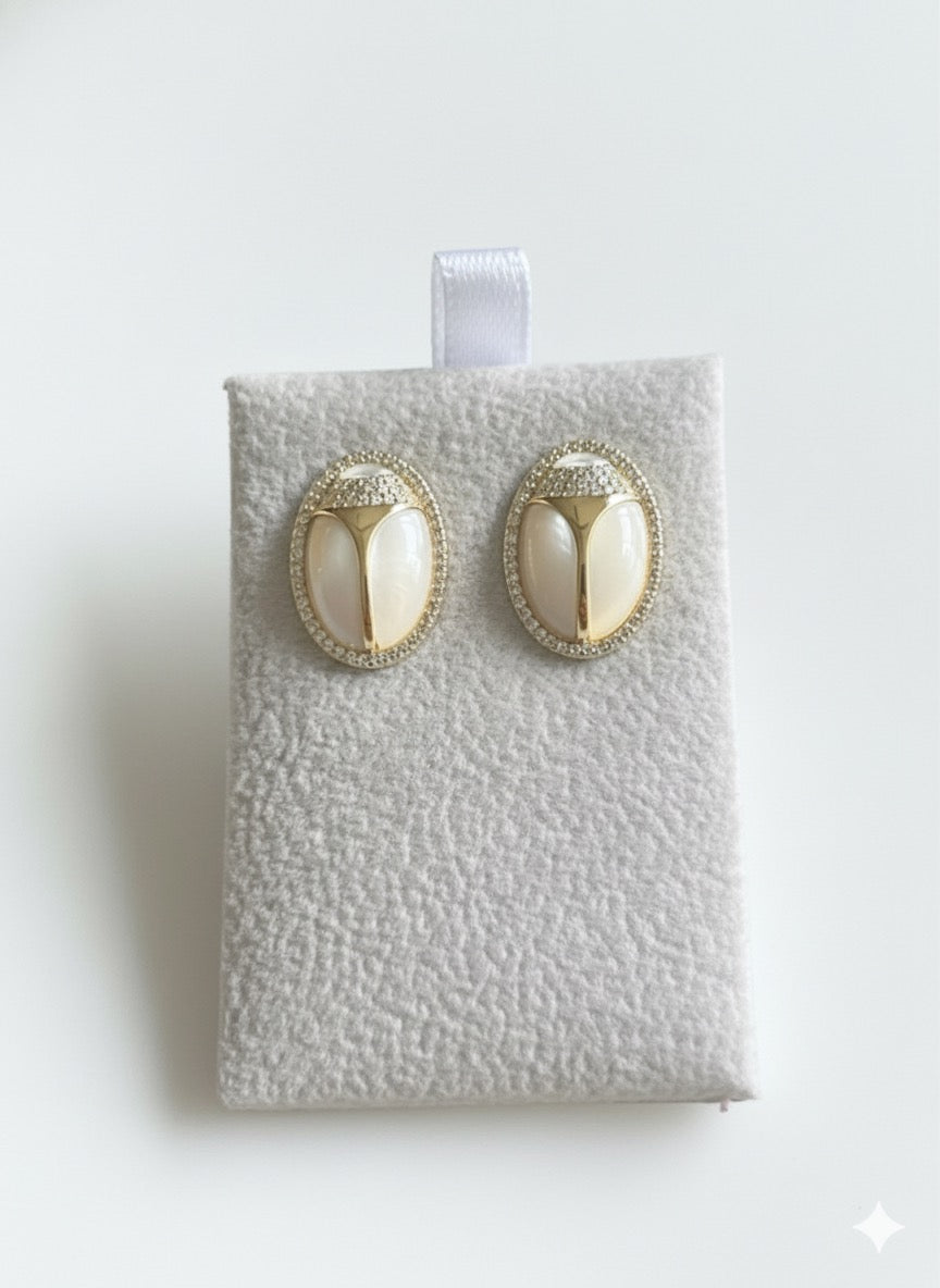 Stone scarab studs