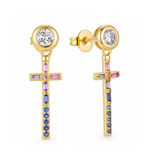 Cross multicolor earrings