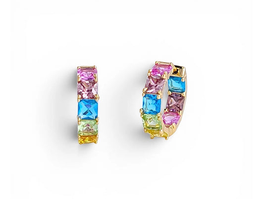 Big pastel cz stone hoops