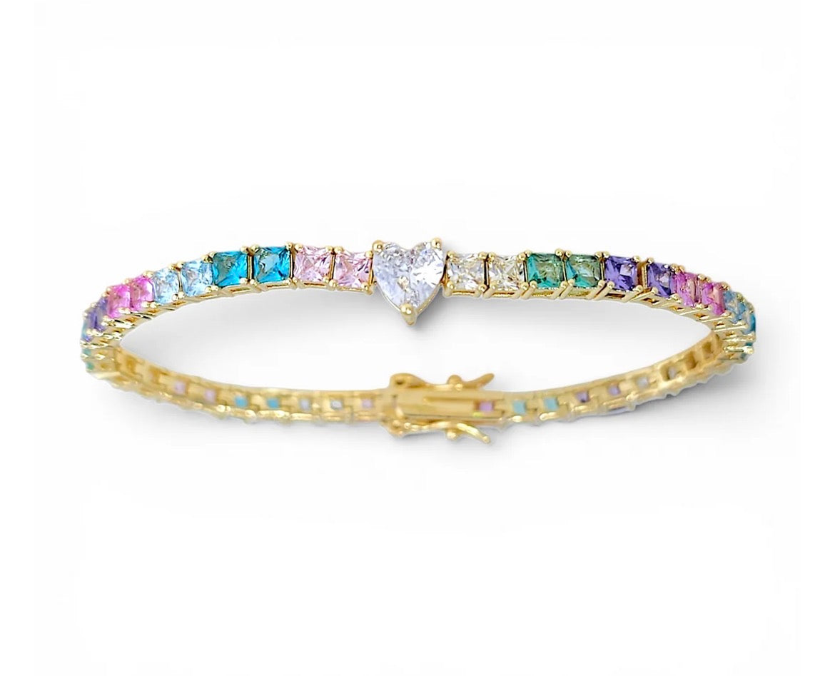 Heart tennis bracelet