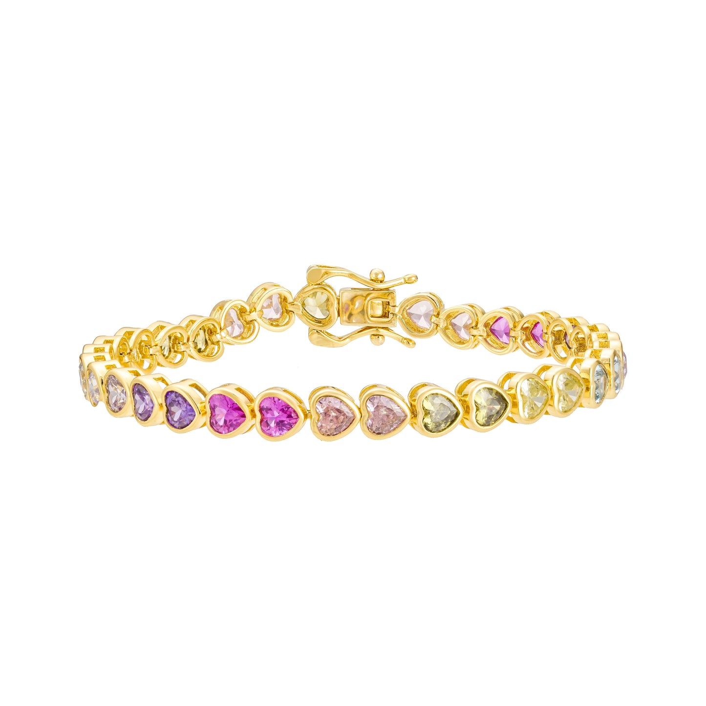 Pastel heart tennis bracelet