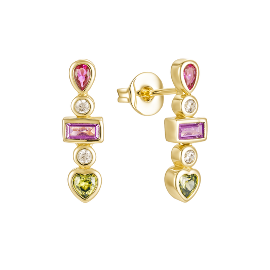 Geometric pink tones earrings