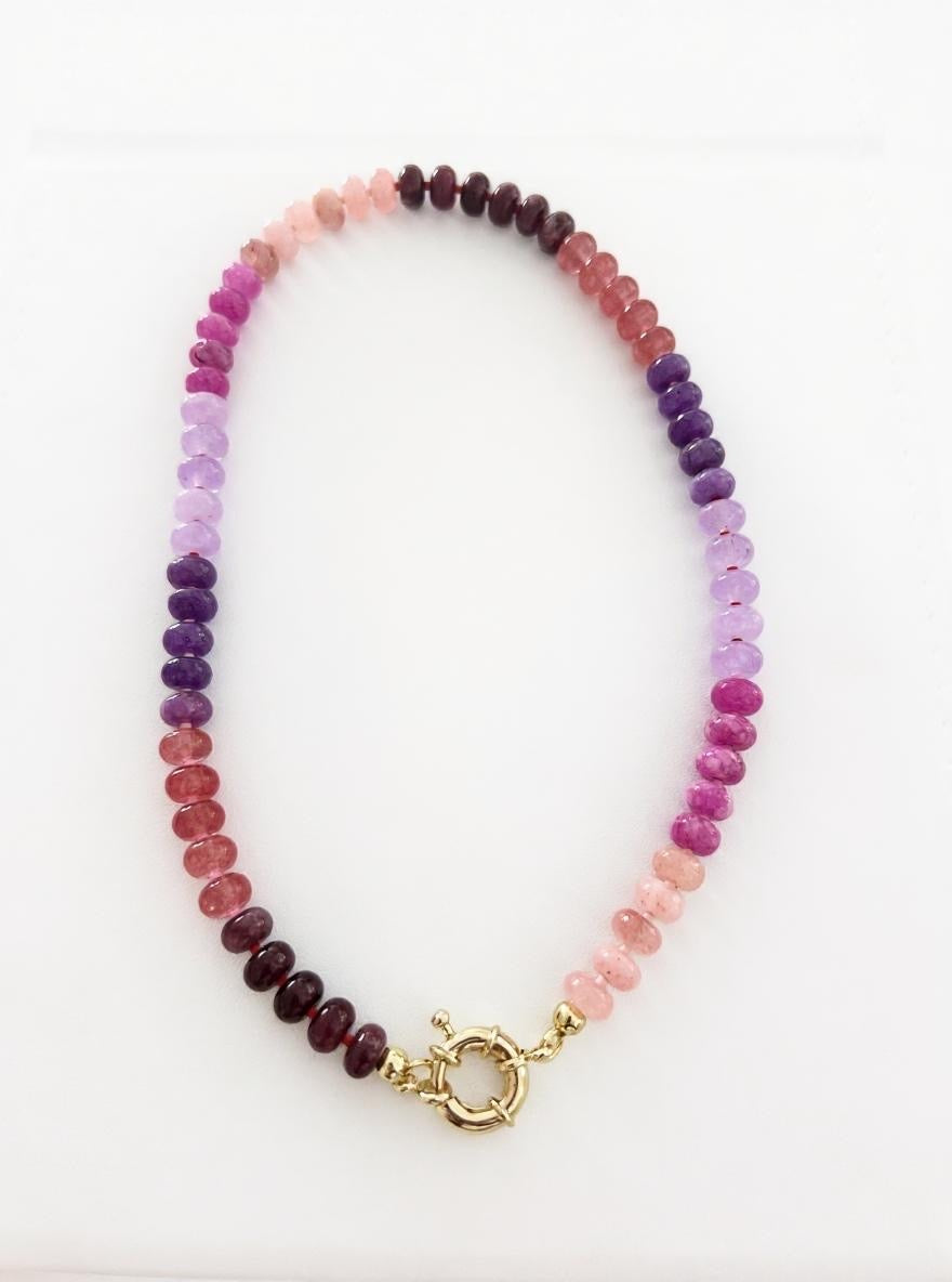Multicolor pink stones necklace