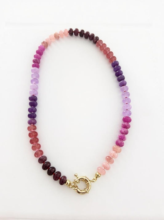 Multicolor pink stones necklace
