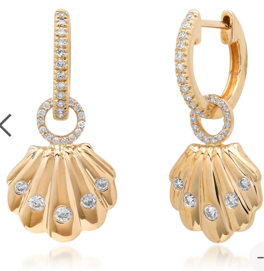 Gold shell hoop charms