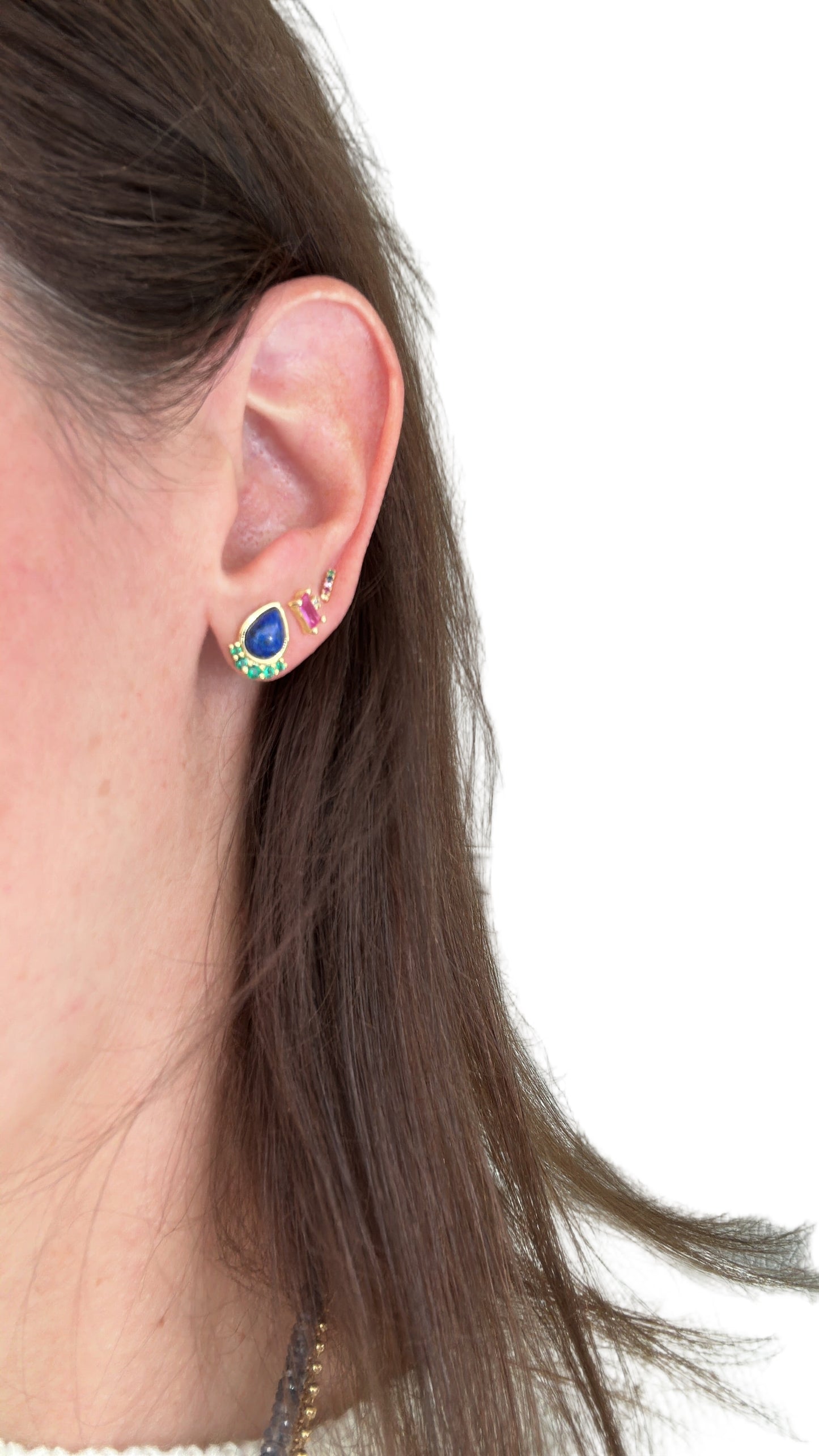 Lapizlazuli drops with green cz stones