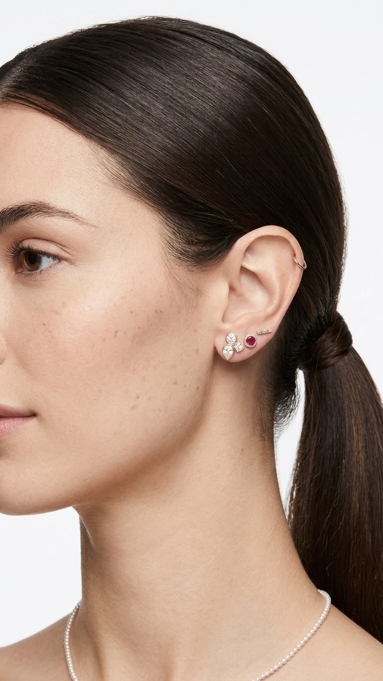 Triple shape bezel studs