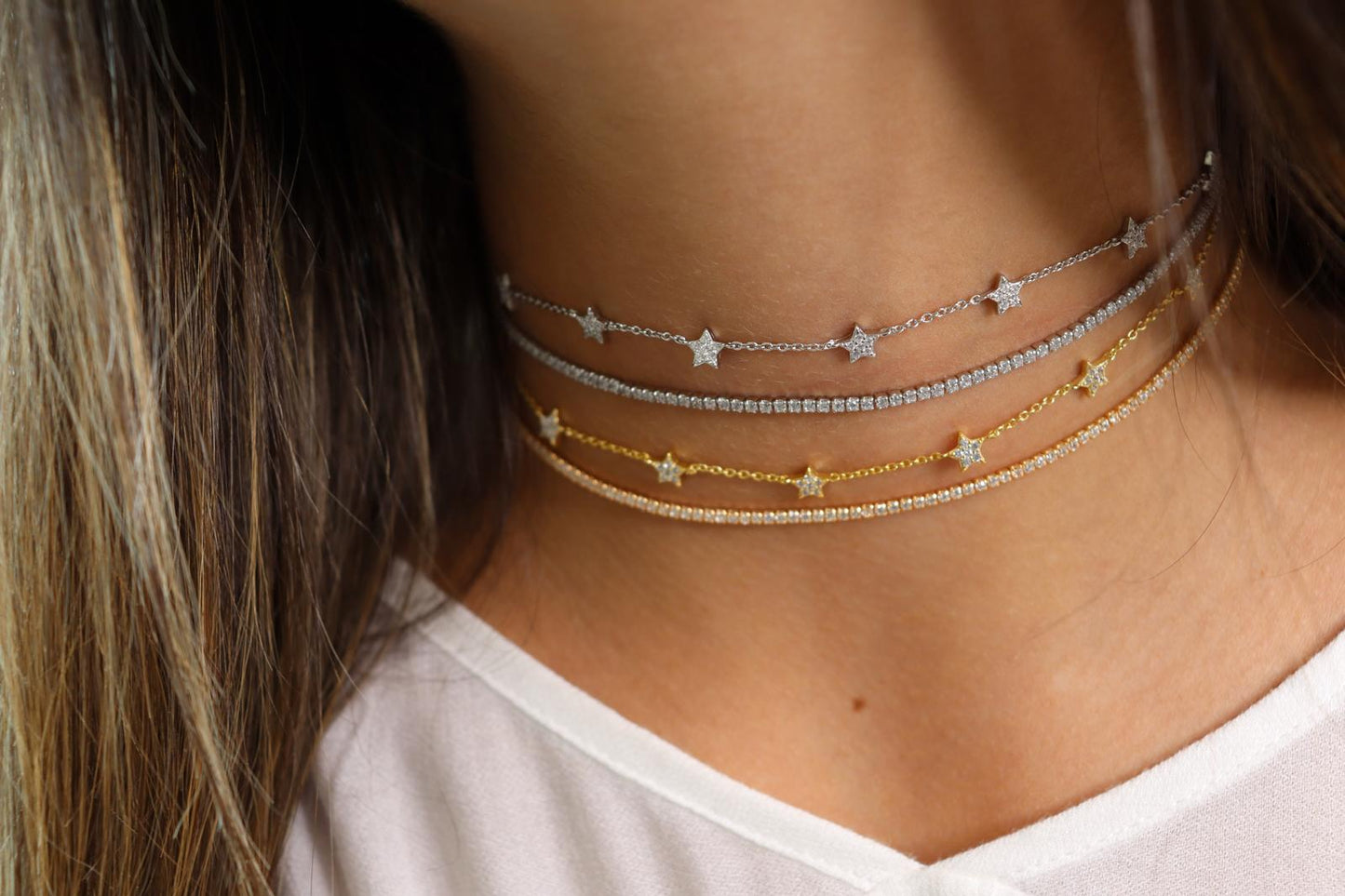 Silver tennis necklace