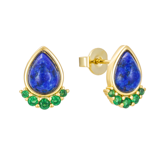 Lapizlazuli drops with green cz stones